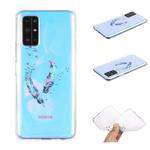 For Huawei Honor 30S Coloured Drawing Pattern Transparent TPU Case(Feather)