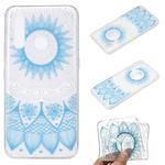 For Huawei Y7p Coloured Drawing Pattern Transparent TPU Case(Blue Flower)