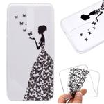 For OnePlus 8 Coloured Drawing Pattern Transparent TPU Case(Butterflies and Girl)