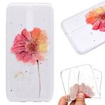 For OnePlus 8 Coloured Drawing Pattern Transparent TPU Case(Orange Flower)