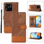 For Xiaomi Redmi 10 India Splicing Leather Phone Case(Brown)