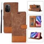 For Xiaomi Redmi K40 / K40 Pro Splicing Leather Phone Case(Brown)