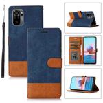 For Xiaomi Redmi Note 10 4G Splicing Leather Phone Case(Dark Blue)