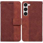 For Samsung Galaxy S23 5G Geometric Embossed Flip Leather Phone Case(Brown)