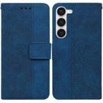 For Samsung Galaxy S23 5G Geometric Embossed Flip Leather Phone Case(Blue)