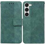 For Samsung Galaxy S23 5G Geometric Embossed Flip Leather Phone Case(Green)