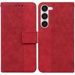 For Samsung Galaxy S23 5G Geometric Embossed Flip Leather Phone Case(Red)