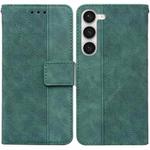 For Samsung Galaxy S23+ 5G Geometric Embossed Flip Leather Phone Case(Green)