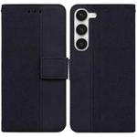 For Samsung Galaxy S23+ 5G Geometric Embossed Flip Leather Phone Case(Black)