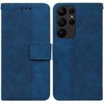 For Samsung Galaxy S23 Ultra 5G Geometric Embossed Flip Leather Phone Case(Blue)