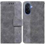 For Huawei nova Y70 Plus Geometric Embossed Flip Leather Phone Case(Grey)