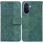 For Huawei nova Y70 Plus Geometric Embossed Flip Leather Phone Case(Green)