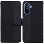 For Huawei nova Y70 Plus Geometric Embossed Flip Leather Phone Case(Black)