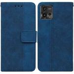 For Motorola Moto G72 Geometric Embossed Flip Leather Phone Case(Blue)
