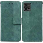 For Motorola Moto G72 Geometric Embossed Flip Leather Phone Case(Green)