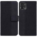 For Motorola Moto G72 Geometric Embossed Flip Leather Phone Case(Black)