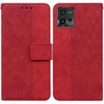 For Motorola Moto G72 Geometric Embossed Flip Leather Phone Case(Red)