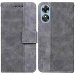 For OPPO A17 Geometric Embossed Flip Leather Phone Case(Grey)