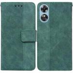 For OPPO A17 Geometric Embossed Flip Leather Phone Case(Green)
