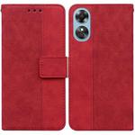 For OPPO A17 Geometric Embossed Flip Leather Phone Case(Red)