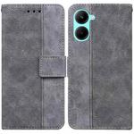 For Realme C33 Geometric Embossed Flip Leather Phone Case(Grey)