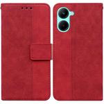 For Realme C33 Geometric Embossed Flip Leather Phone Case(Red)