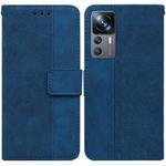 For Xiaomi 12T Pro Geometric Embossed Flip Leather Phone Case(Blue)