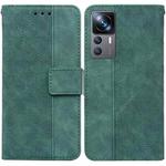 For Xiaomi 12T Pro Geometric Embossed Flip Leather Phone Case(Green)
