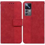 For Xiaomi 12T Pro Geometric Embossed Flip Leather Phone Case(Red)