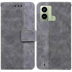 For Tecno Pop 6 Fingerprint Geometric Embossed Flip Leather Phone Case(Grey)