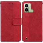 For Tecno Pop 6 Fingerprint Geometric Embossed Flip Leather Phone Case(Red)