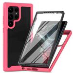 For Samsung Galaxy S23 Ultra 5G Two-layer Integrated Transparent TPU + PC + PET Protective Phone Case(Rose Red)