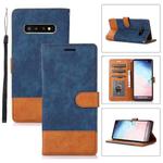 For Samsung Galaxy S10+ Splicing Leather Phone Case(Dark Blue)