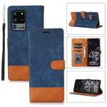 For Samsung Galaxy S20 Ultra Splicing Leather Phone Case(Dark Blue)