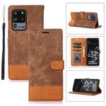 For Samsung Galaxy S20 Ultra Splicing Leather Phone Case(Brown)