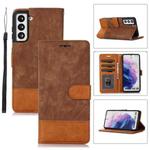 For Samsung Galaxy S21 5G Splicing Leather Phone Case(Brown)
