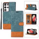 For Samsung Galaxy S21 Ultra 5G Splicing Leather Phone Case(Green)