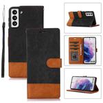 For Samsung Galaxy S21+ 5G Splicing Leather Phone Case(Black)