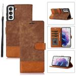 For Samsung Galaxy S21+ 5G Splicing Leather Phone Case(Brown)