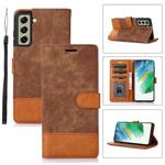 For Samsung Galaxy S21 FE 5G Splicing Leather Phone Case(Brown)
