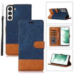 For Samsung Galaxy S22+ 5G Splicing Leather Phone Case(Dark Blue)