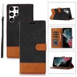 For Samsung Galaxy S22 Ultra 5G Splicing Leather Phone Case(Black)