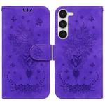 For Samsung Galaxy S23 5G Butterfly Rose Embossed Leather Phone Case(Purple)