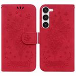 For Samsung Galaxy S23 5G Butterfly Rose Embossed Leather Phone Case(Red)