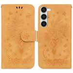 For Samsung Galaxy S23 5G Butterfly Rose Embossed Leather Phone Case(Yellow)