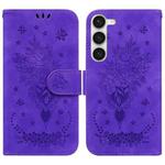 For Samsung Galaxy S23+ 5G Butterfly Rose Embossed Leather Phone Case(Purple)