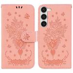 For Samsung Galaxy S23+ 5G Butterfly Rose Embossed Leather Phone Case(Pink)