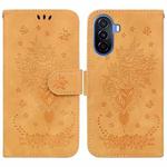 For Huawei nova Y70 Plus Butterfly Rose Embossed Leather Phone Case(Yellow)