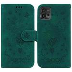 For Motorola Moto G72 Butterfly Rose Embossed Leather Phone Case(Green)