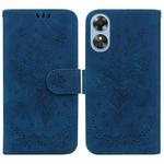 For OPPO A17 Butterfly Rose Embossed Leather Phone Case(Blue)